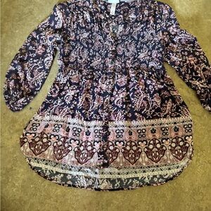 Knox Rose Black and White Relaxed 3/4 Sleeve Tunic